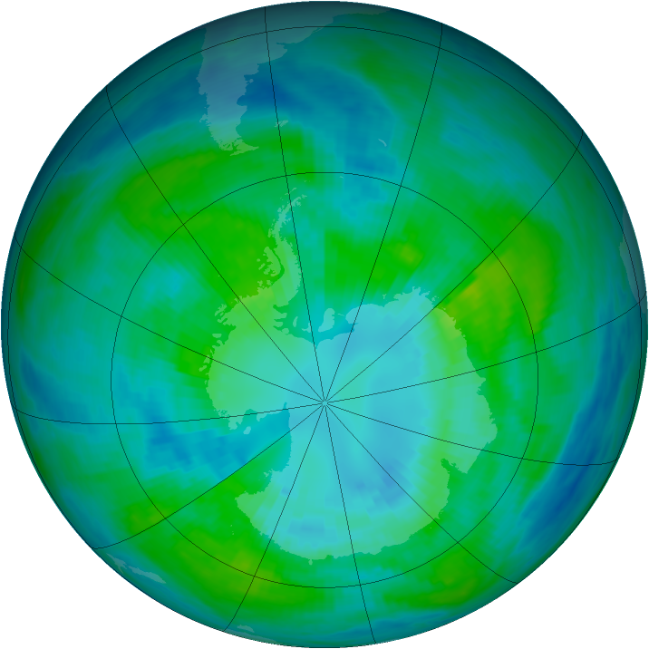 Antarctic ozone map for 07 April 1982